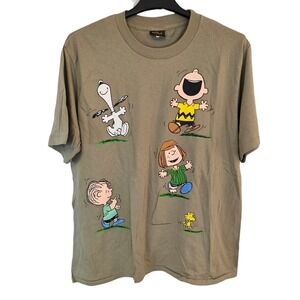 Vintage Peanuts T-Shirt Mens XL Green Double Sided Changes Tee Single Stitch USA